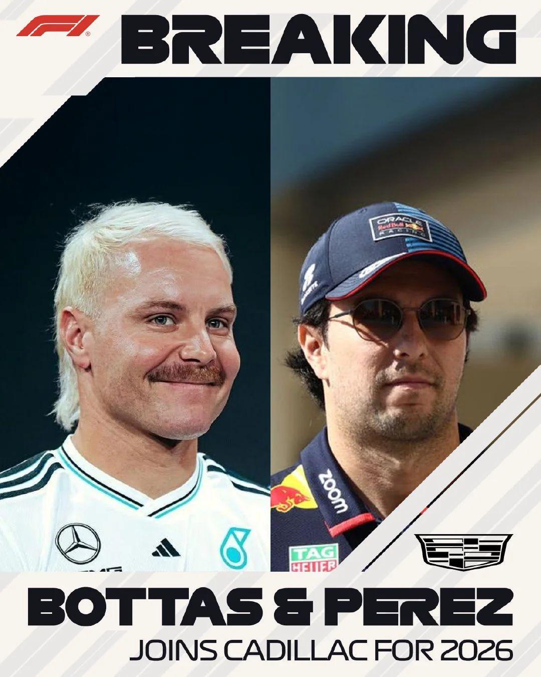 英超2025-官方：博塔斯与佩雷兹成为2026赛季凯迪拉克正式车手